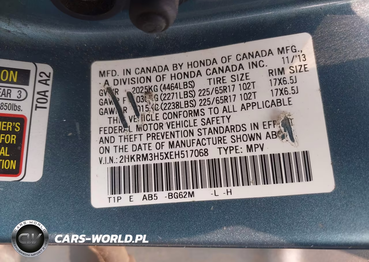 2014 Honda Cr-V Ex VIN:2HKRM3H5XEH517068 - 9
