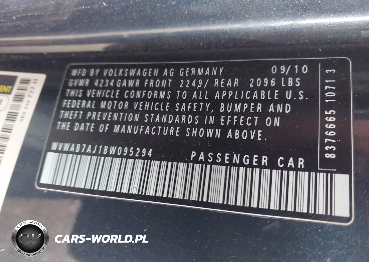 2011 Volkswagen Golf 2.5L 2-Door VIN:WVWAB7AJ1BW095294 - 9