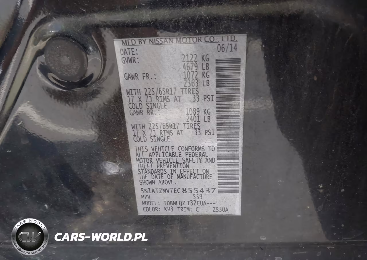 2014 Nissan Rogue Sv VIN:5N1AT2MV7EC855437 - 9