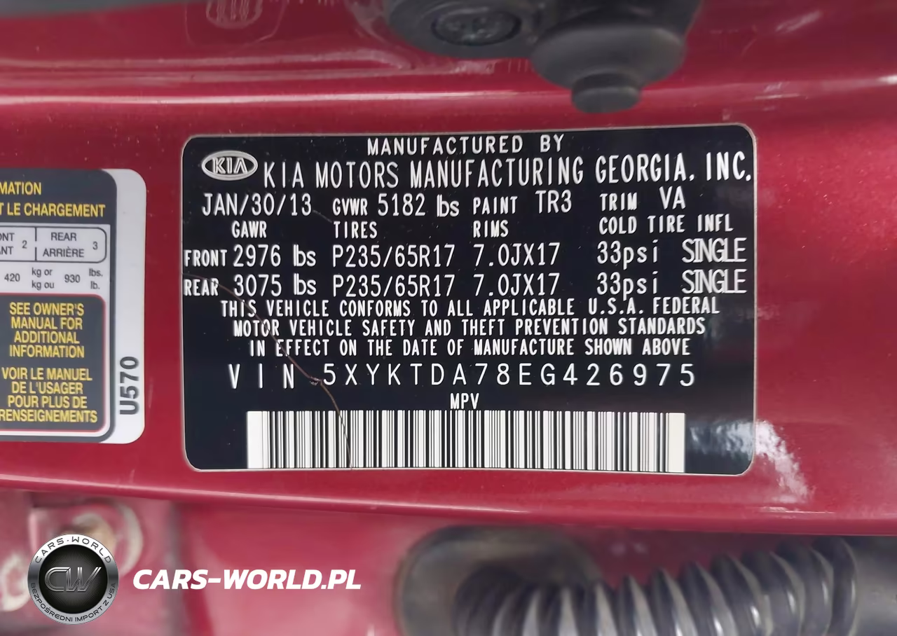 2014 Kia Sorento Lx V6 VIN:5XYKTDA78EG426975 - 9