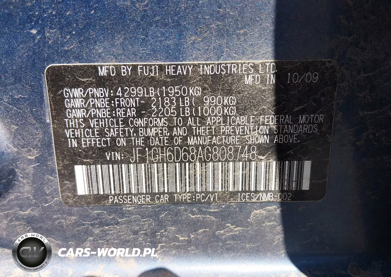2010 Subaru Impreza Outback Sport VIN:JF1GH6D68AG808748 - 9