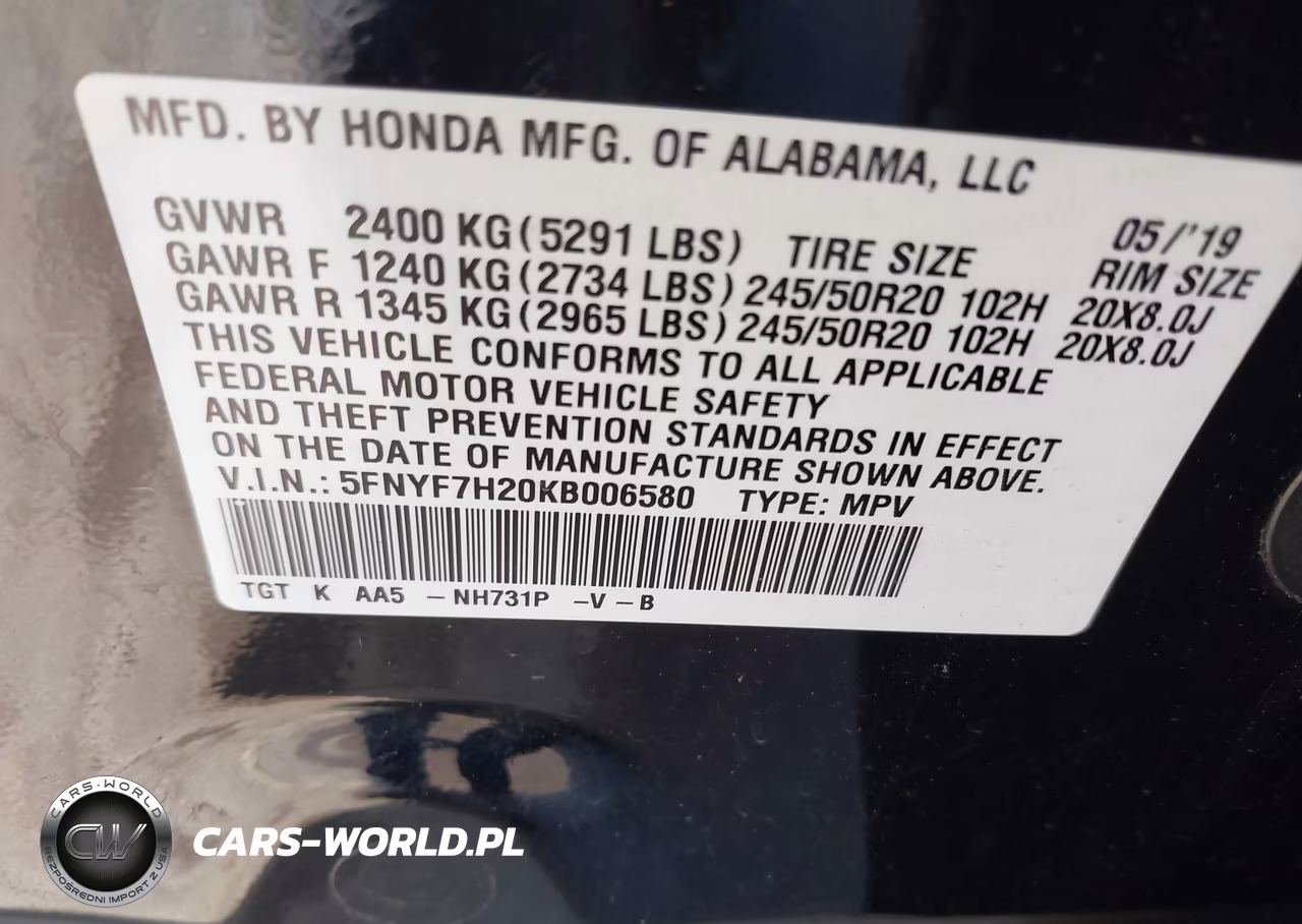 2019 Honda Passport Sport VIN:5FNYF7H20KB006580 - 9