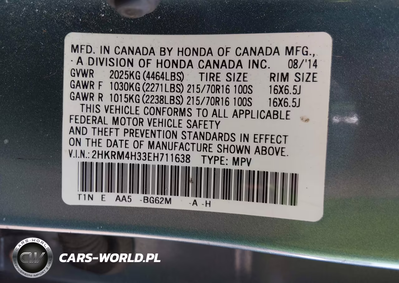 2014 Honda Cr-V Lx VIN:2HKRM4H33EH711638 - 9