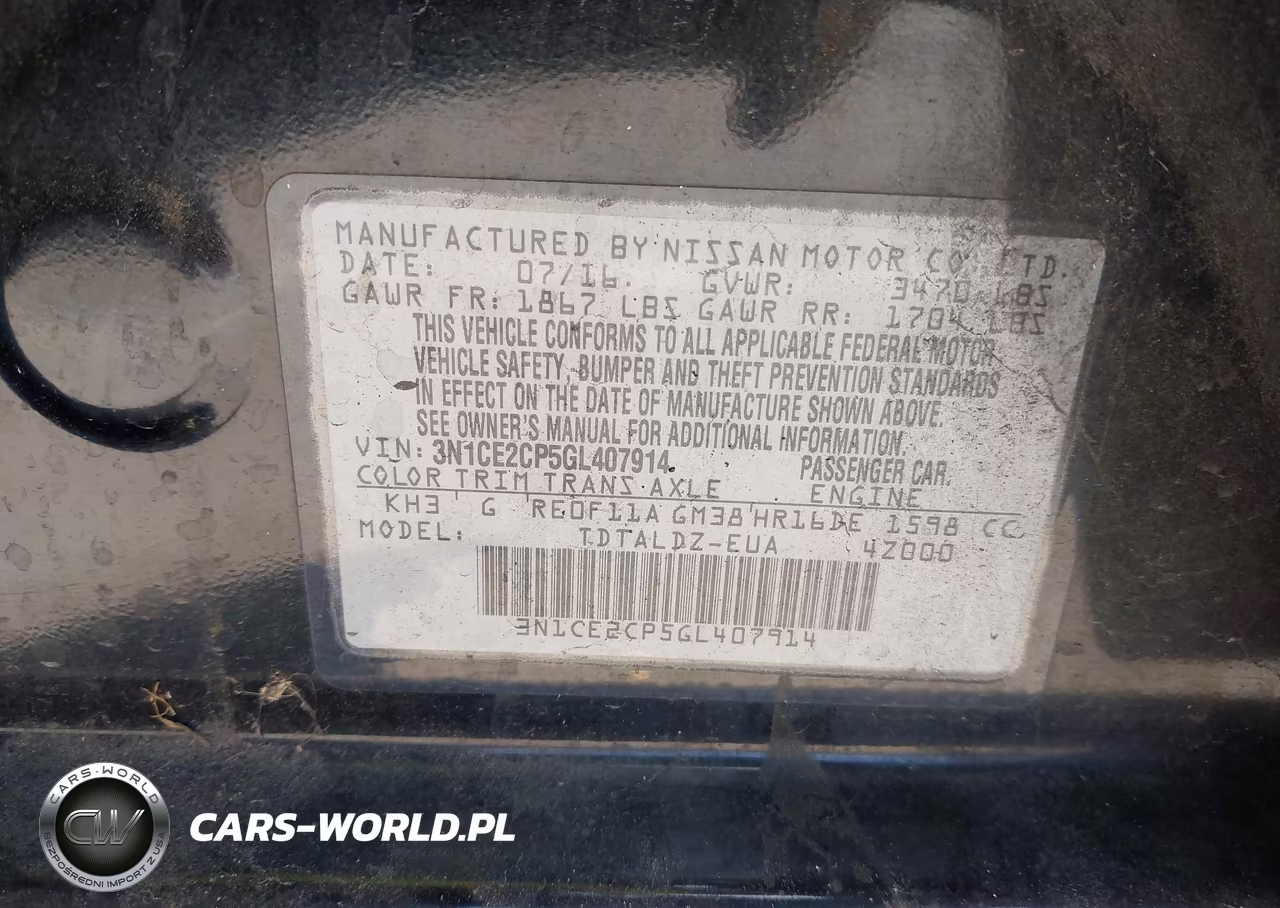 2016 Nissan Versa Note S (Sr)-S Plus-Sl-Sr-Sv VIN:3N1CE2CP5GL407914 - 9
