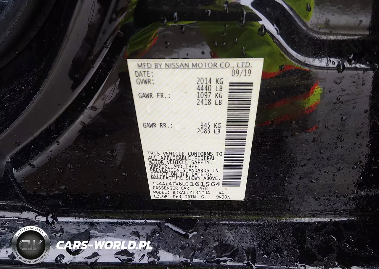 2020 Nissan Altima Platinum Vc-Turbo Fwd VIN:1N4AL4FV6LC161564 - 9