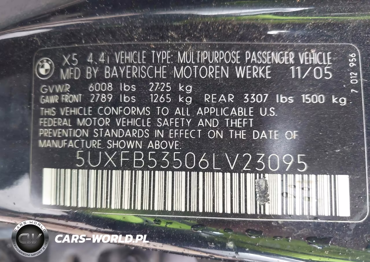 2006 BMW X5 4.4I VIN:5UXFB53506LV23095 - 9