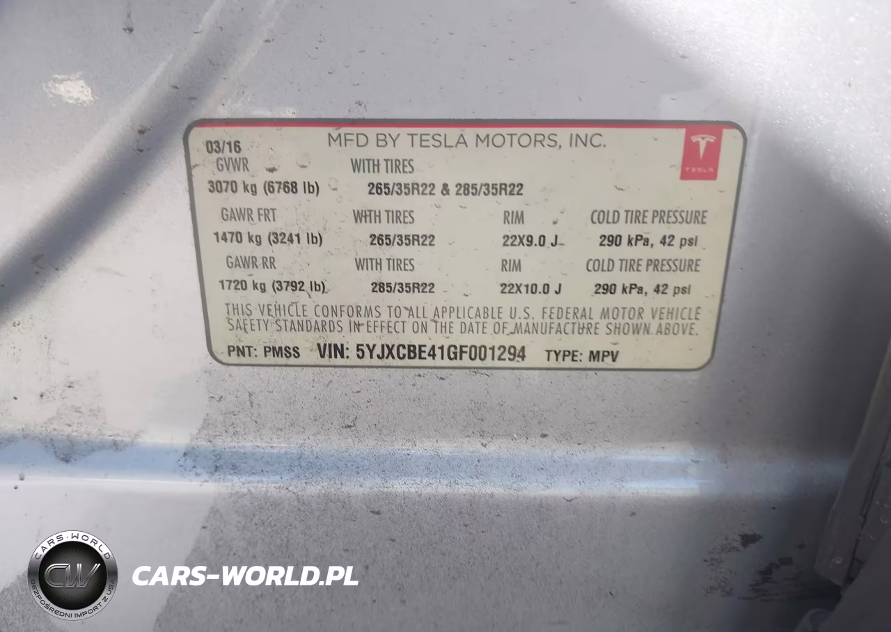 2016 Tesla Model X 75D-P100D-P90D VIN:5YJXCBE41GF001294 - 9