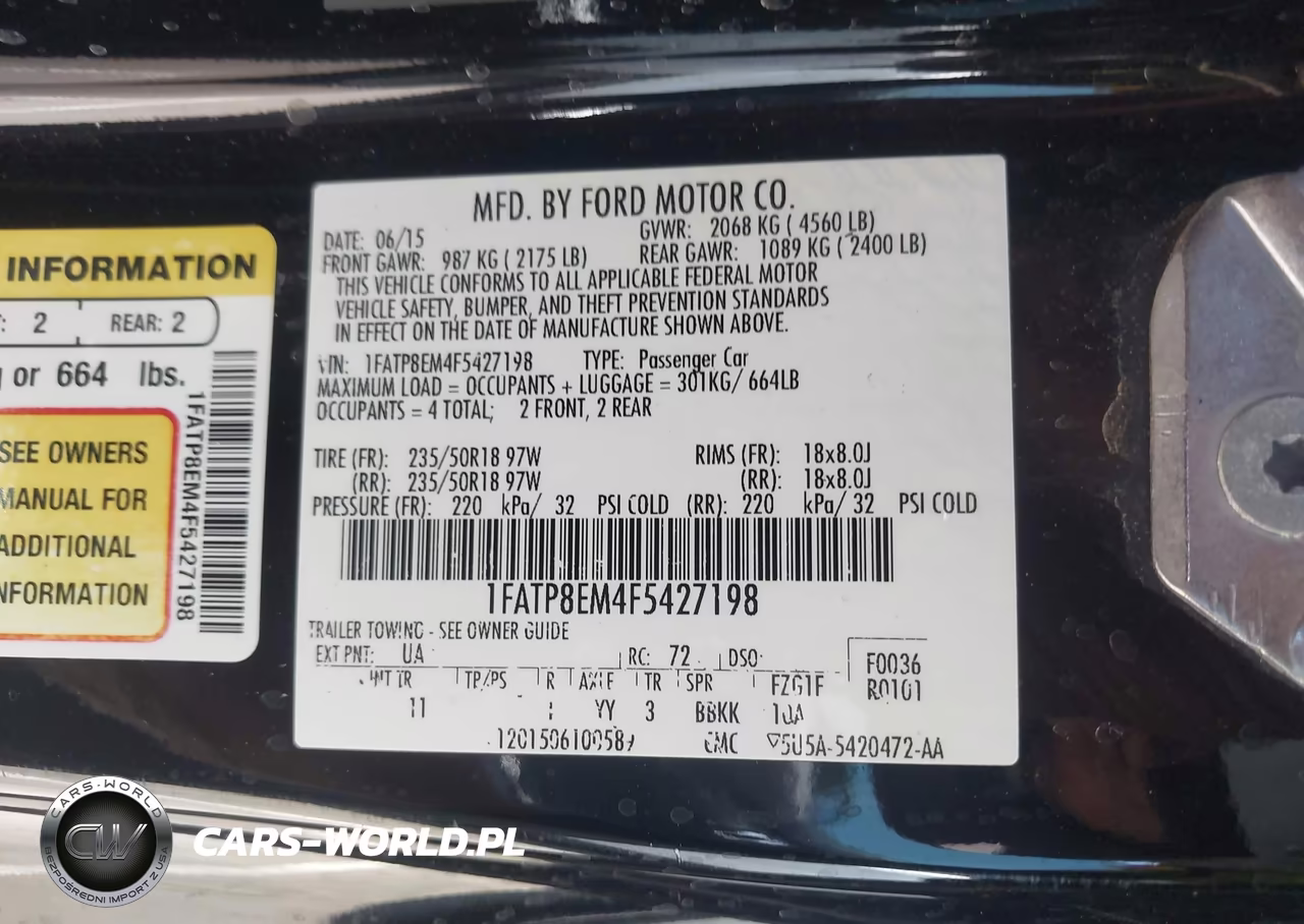 2015 Ford Mustang V6 VIN:1FATP8EM4F5427198 - 9
