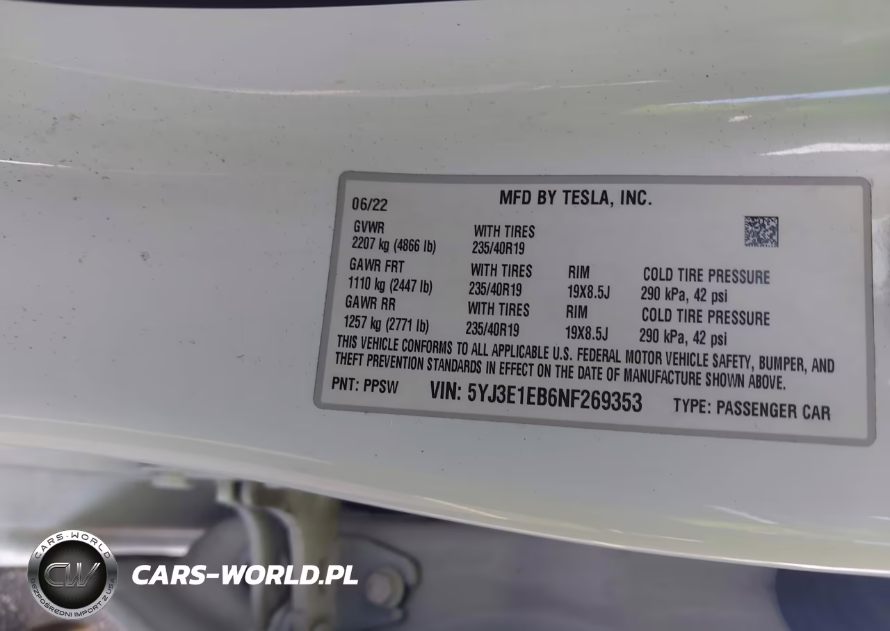 2022 Tesla Model 3 Long Range Dual Motor All-Wheel Drive VIN:5YJ3E1EB6NF269353 - 9