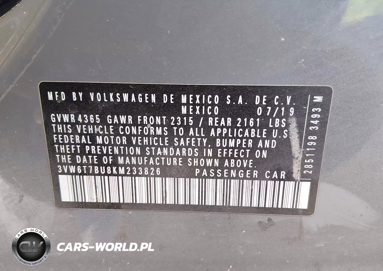 2019 Volkswagen Jetta Gli 2.0T 35Th Anniversary Edition-2.0T Autobahn-2.0T S VIN:3VW6T7BU8KM233826 - 9