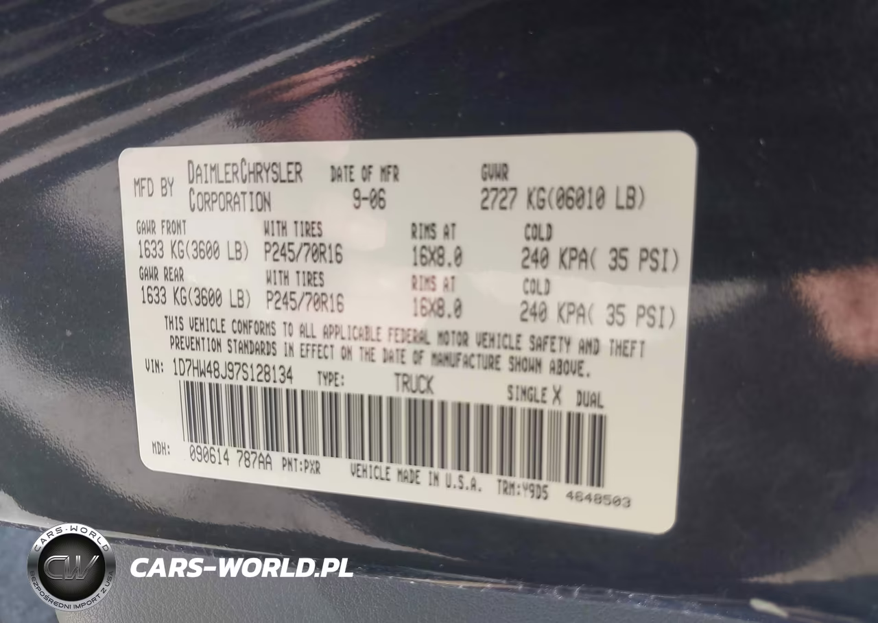 2007 Dodge Dakota Slt VIN:1D7HW48J97S128134 - 9