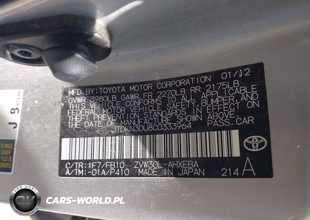 2012 Toyota Prius Three VIN:JTDKN3DU8C0333964 - 9