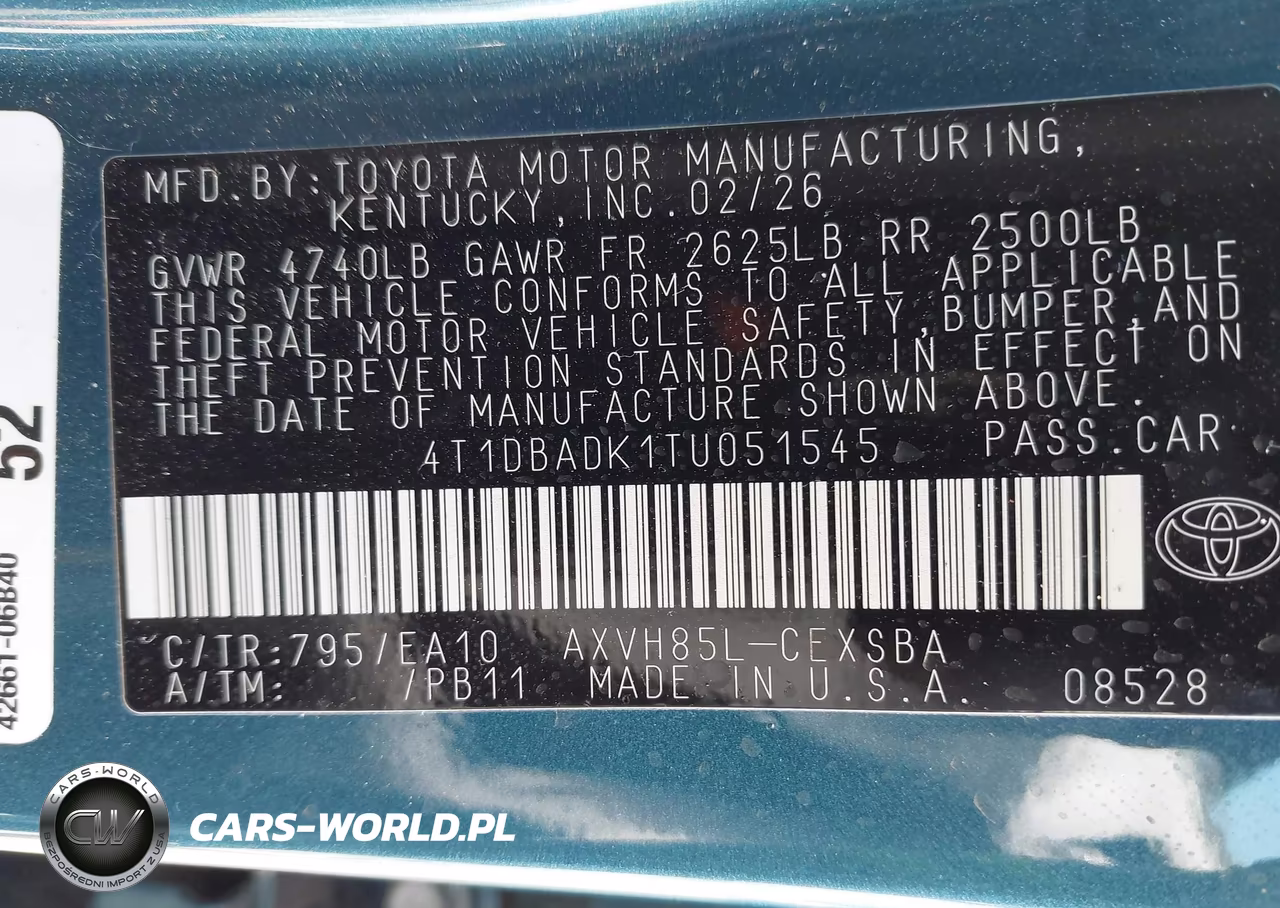 2026 Toyota Camry Se VIN:4T1DBADK1TU051545 - 9