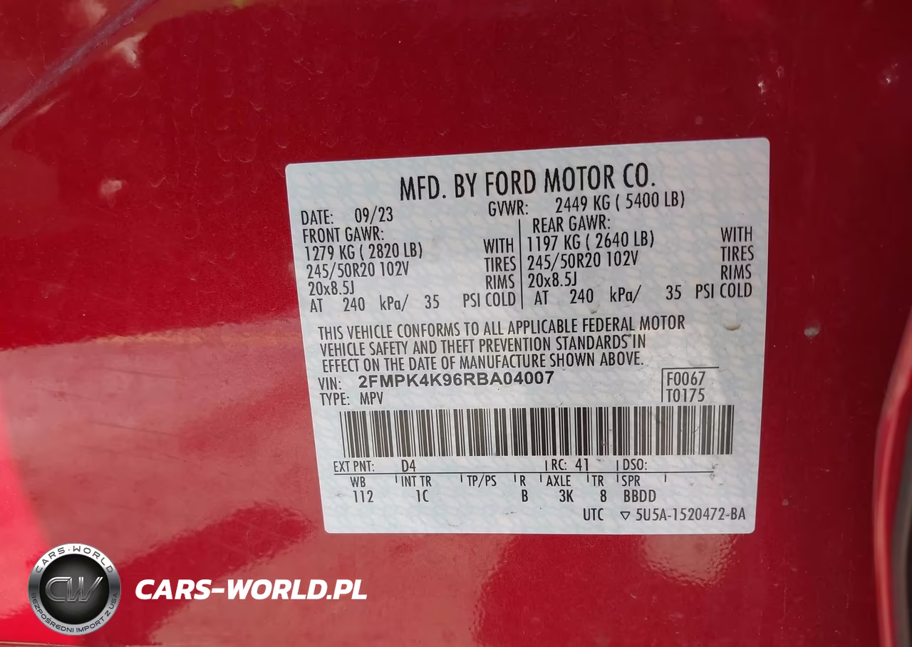 2024 Ford Edge Titanium VIN:2FMPK4K96RBA04007 - 9