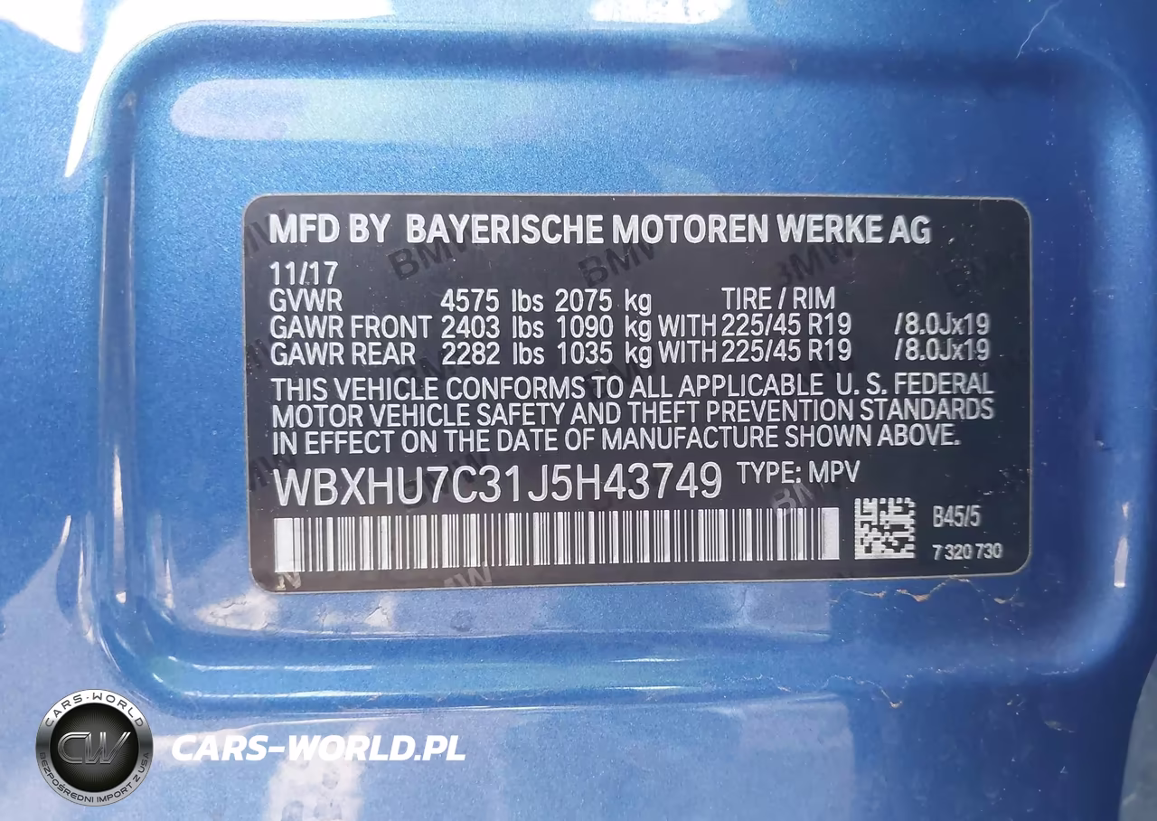 2018 BMW X1 Sdrive28I VIN:WBXHU7C31J5H43749 - 9