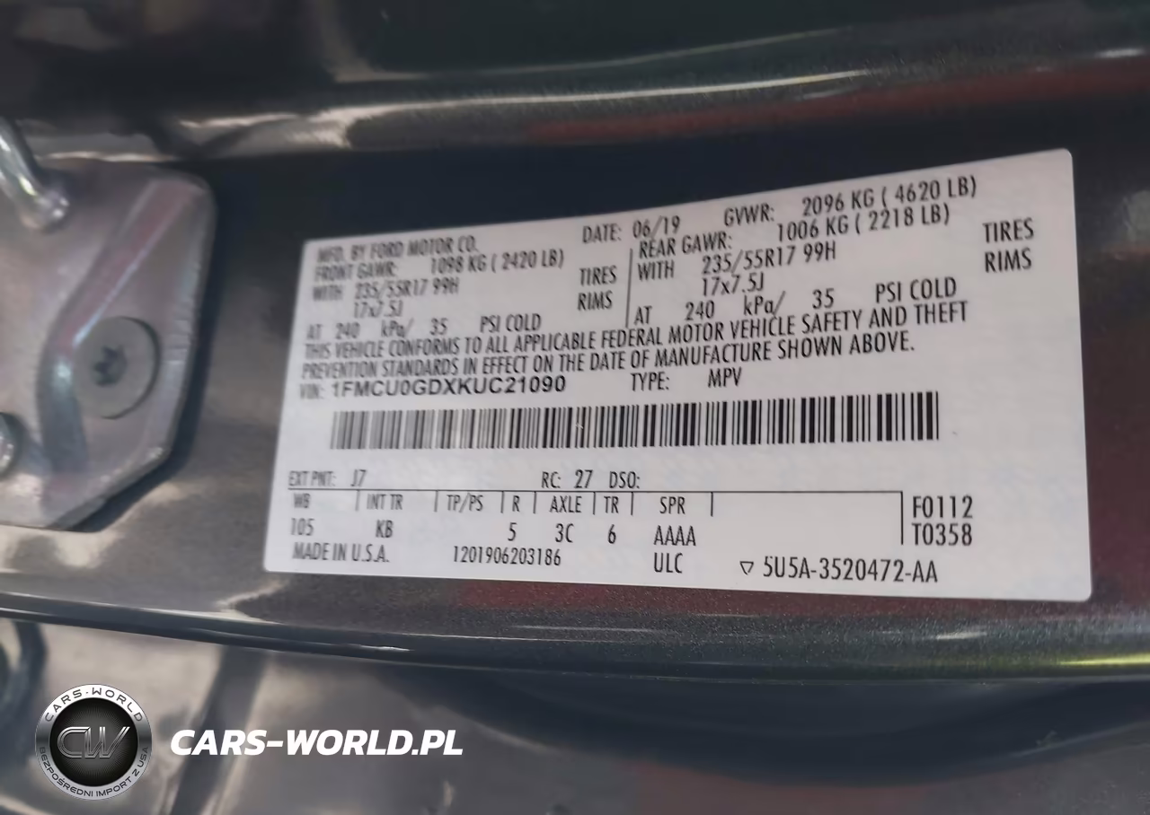2019 Ford Escape Se VIN:1FMCU0GDXKUC21090 - 9