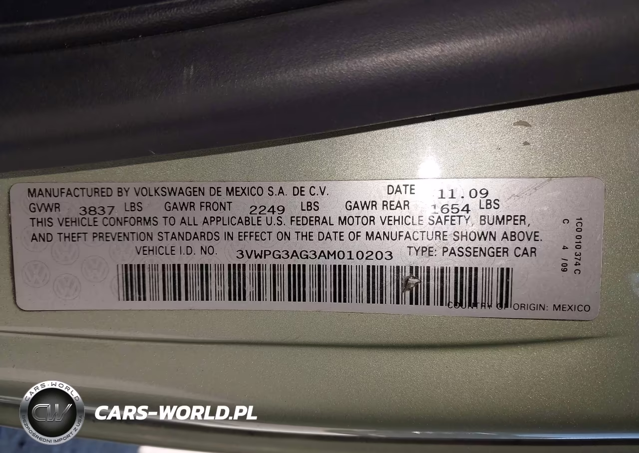2010 Volkswagen New Beetle 2.5L VIN:3VWPG3AG3AM010203 - 9