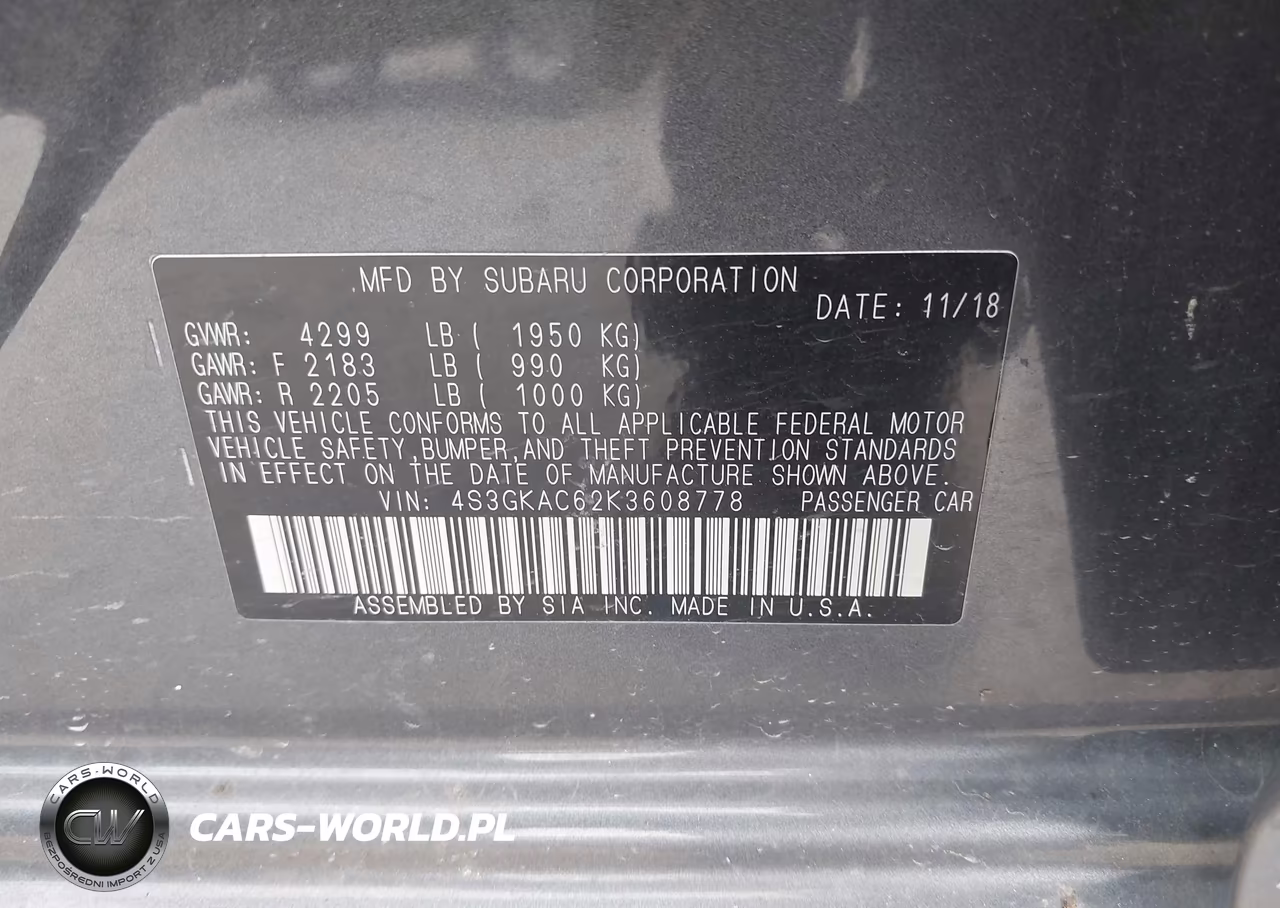 2019 Subaru Impreza 2.0I Premium VIN:4S3GKAC62K3608778 - 9