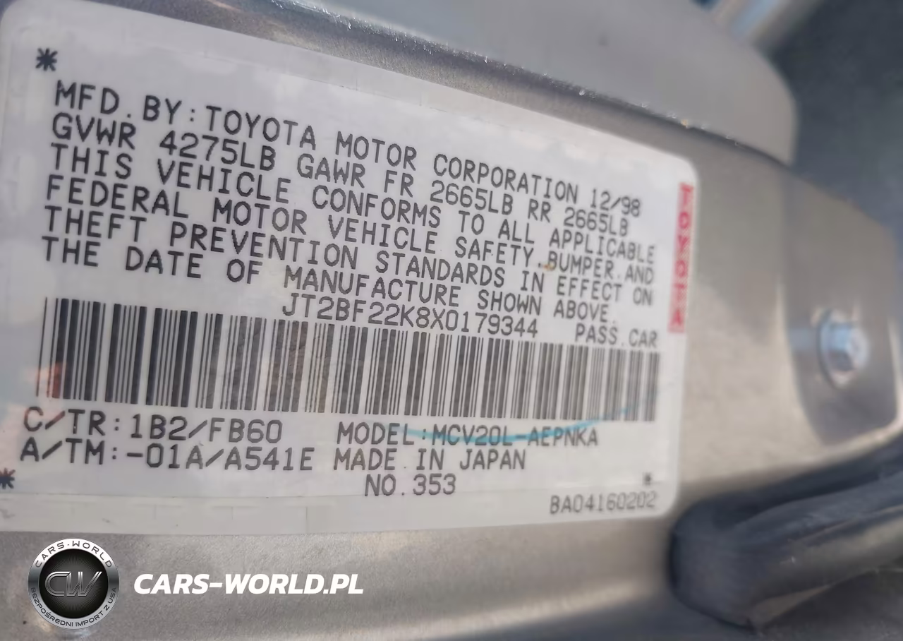 1999 Toyota Camry Le V6 VIN:JT2BF22K8X0179344 - 9