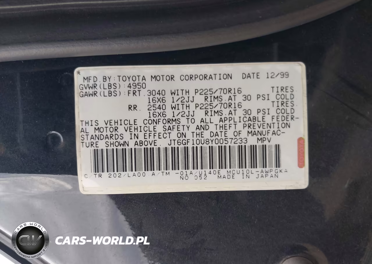 2000 Lexus Rx 300 VIN:JT6GF10U8Y0057233 - 9