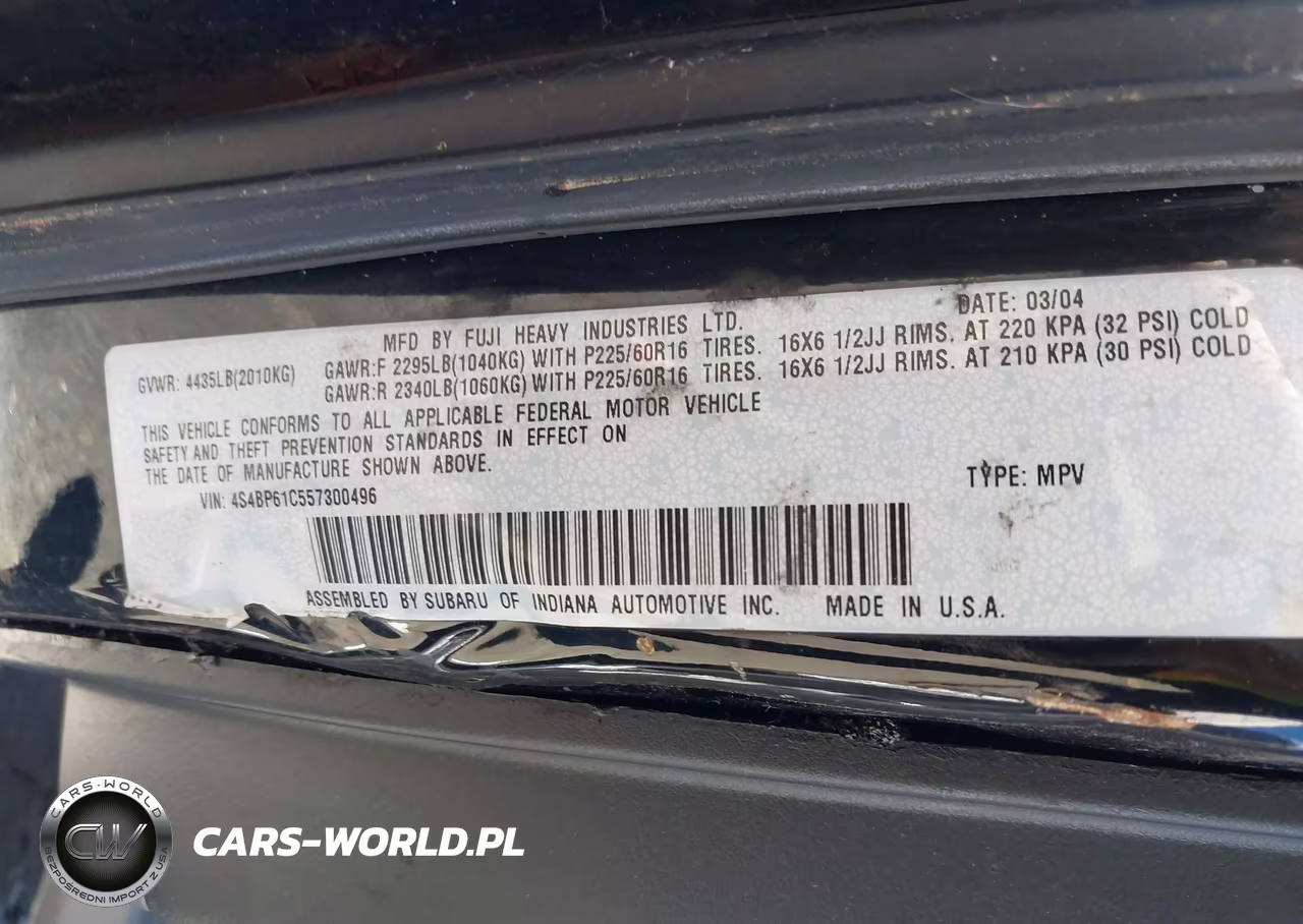 2005 Subaru Outback 2.5I VIN:4S4BP61C557300496 - 9