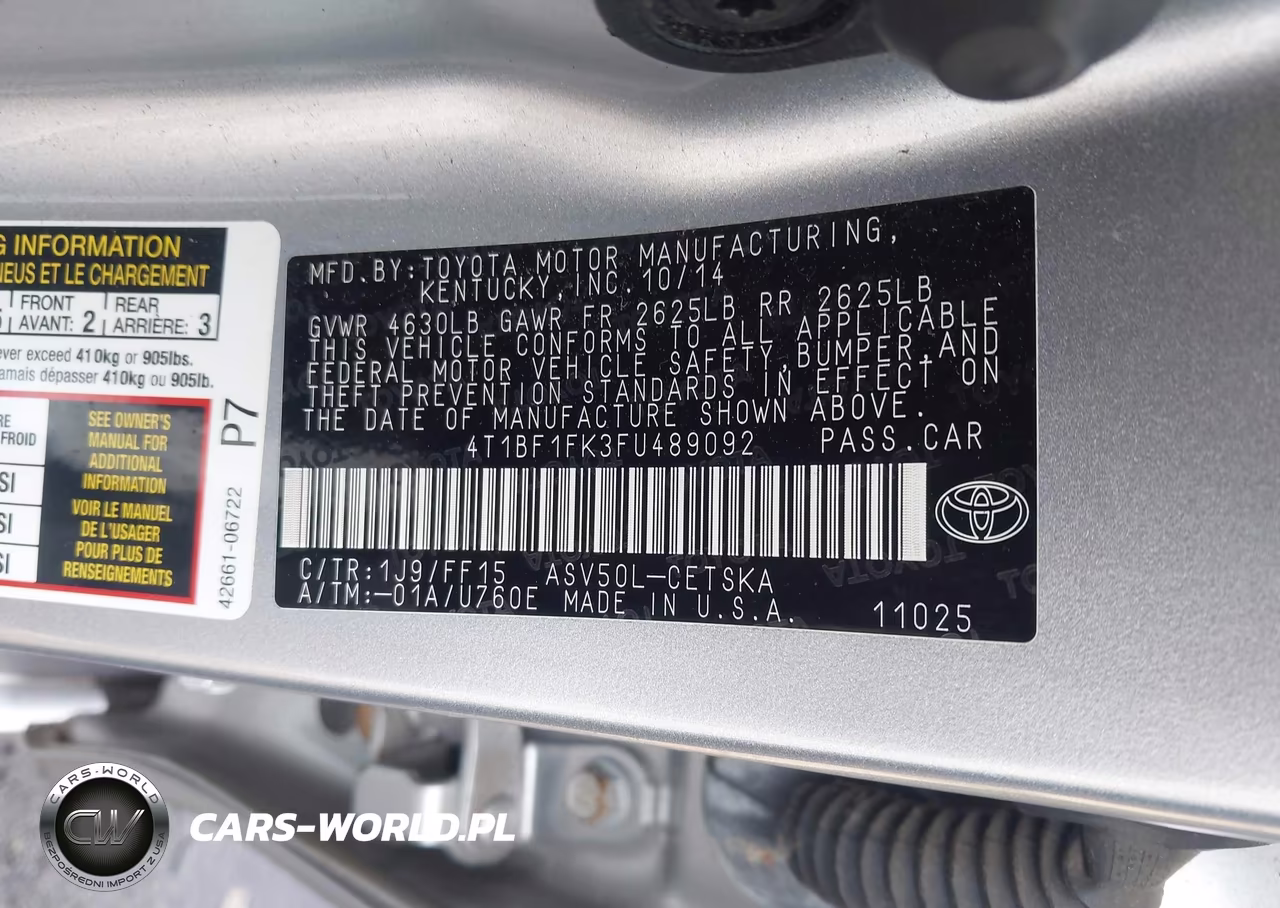 2015 Toyota Camry Se VIN:4T1BF1FK3FU489092 - 9