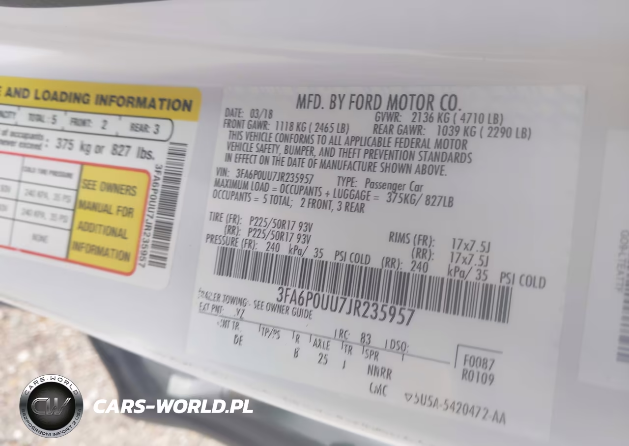 2018 Ford Fusion Hybrid S VIN:3FA6P0UU7JR235957 - 9