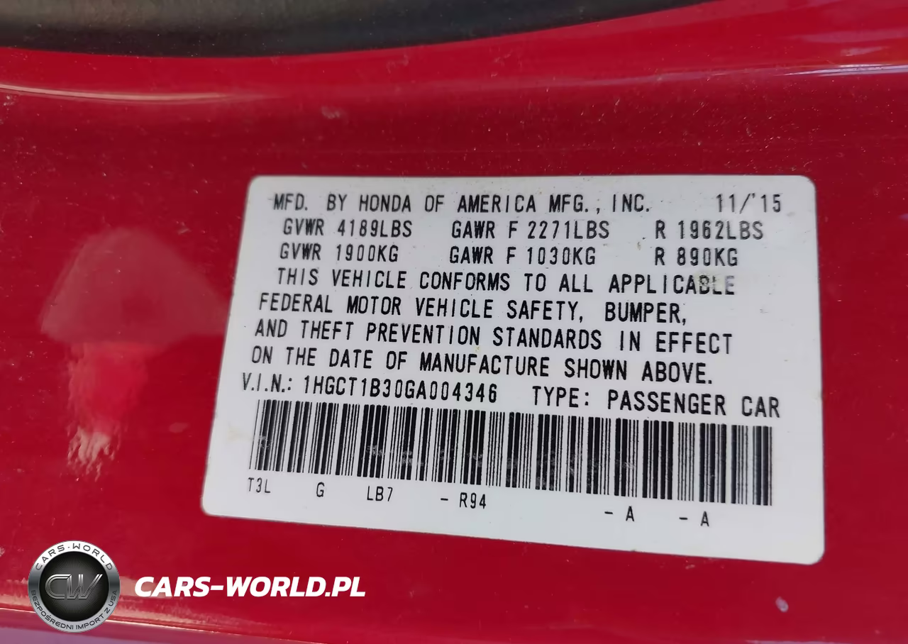 2016 Honda Accord Lx-S VIN:1HGCT1B30GA004346 - 9