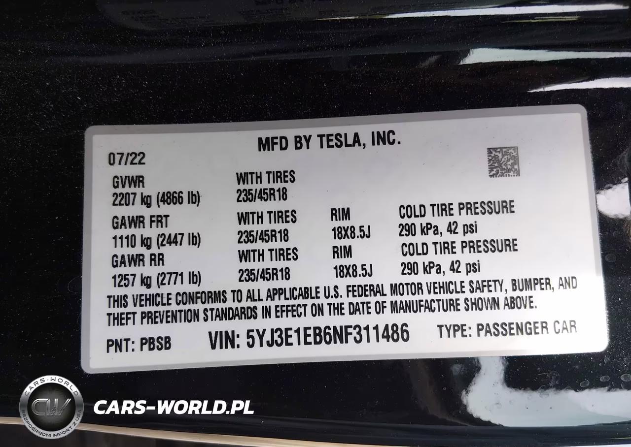 2022 Tesla Model 3 Long Range Dual Motor All-Wheel Drive VIN:5YJ3E1EB6NF311486 - 9