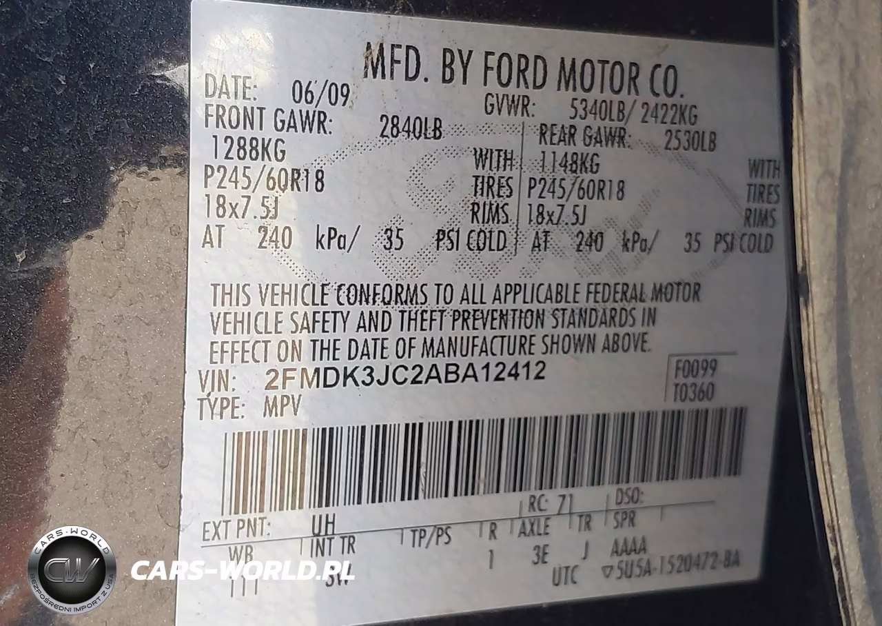 2010 Ford Edge Sel VIN:2FMDK3JC2ABA12412 - 9
