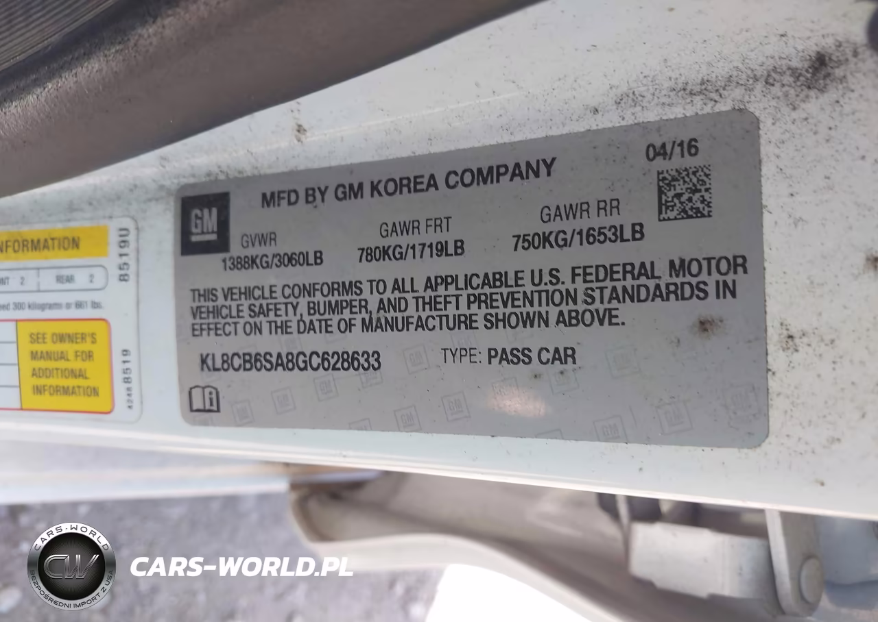 2016 Chevrolet Spark Ls Cvt VIN:KL8CB6SA8GC628633 - 9