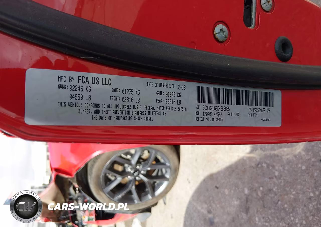 2019 Dodge Challenger Gt VIN:2C3CDZJG3KH566805 - 9
