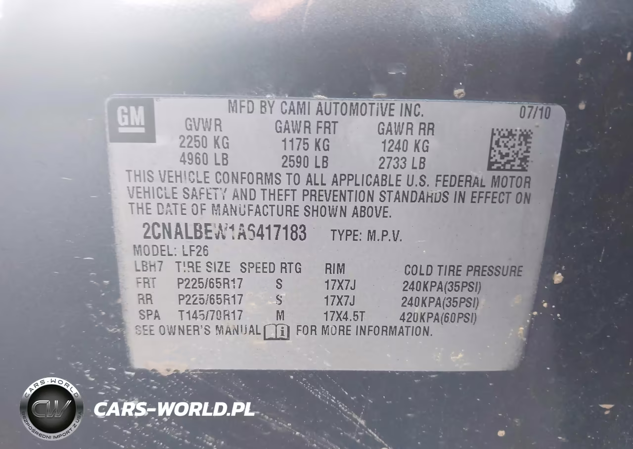 2010 Chevrolet Equinox Ls VIN:2CNALBEW1A6417183 - 9