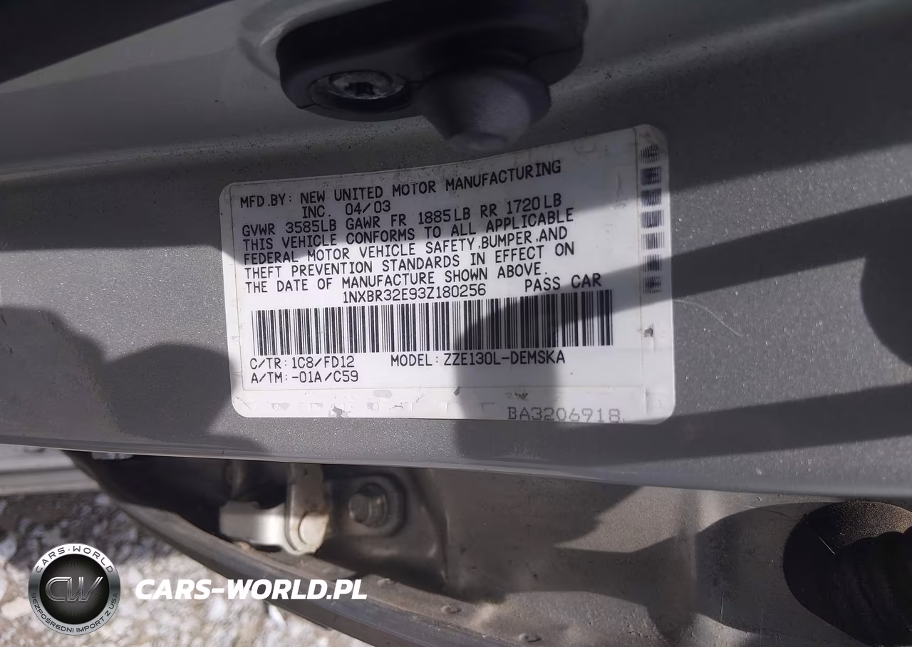 2003 Toyota Corolla S VIN:1NXBR32E93Z180256 - 9