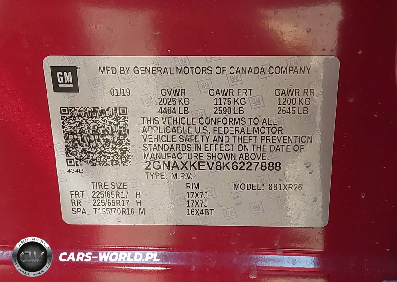 2019 Chevrolet Equinox Lt VIN:2GNAXKEV8K6227888 - 9