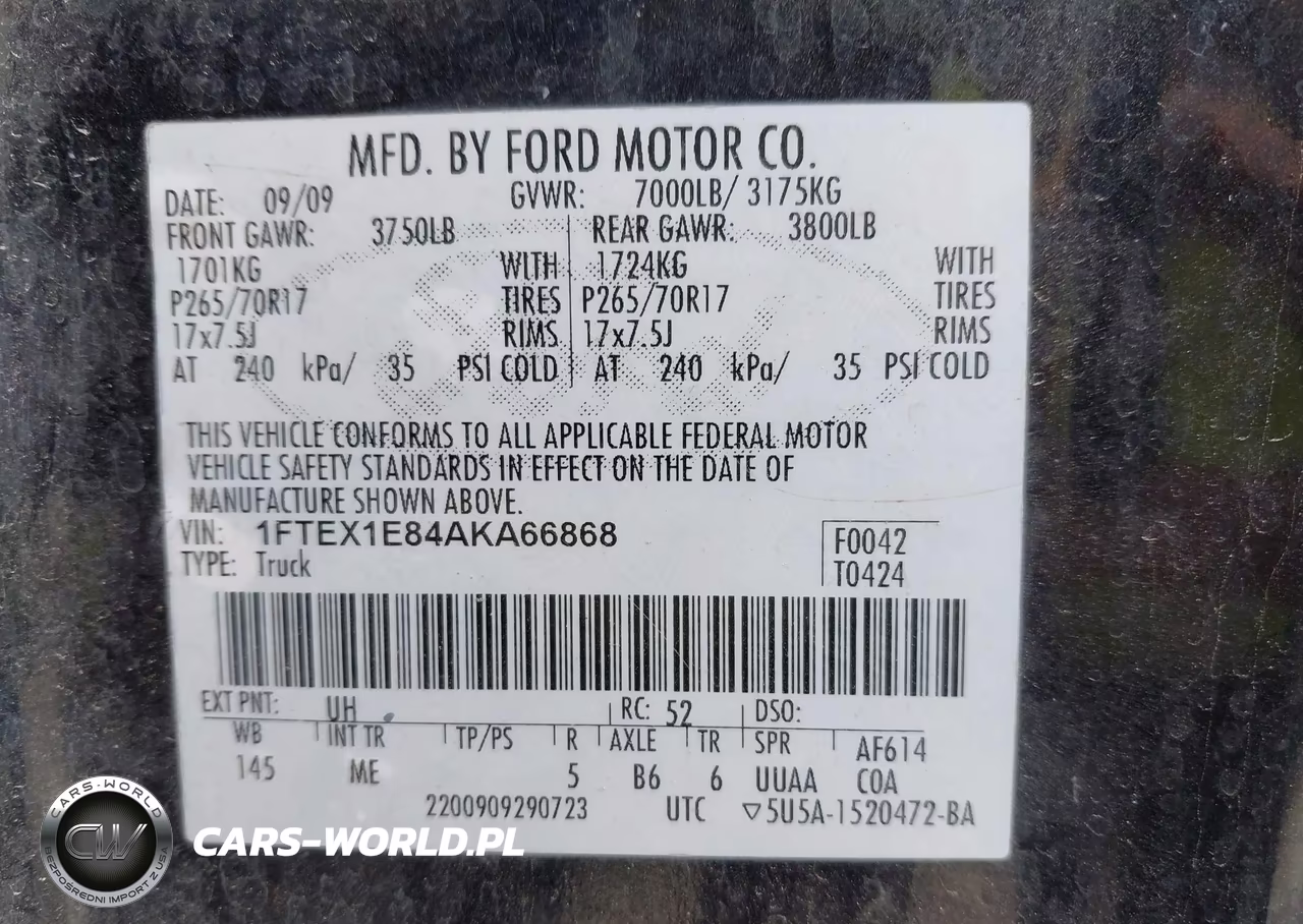 2010 Ford F-150 Stx-Xl-Xlt VIN:1FTEX1E84AKA66868 - 9