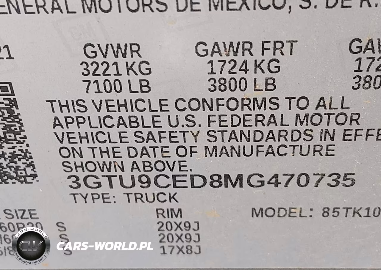 2021 GMC Sierra 1500 4Wd Short Box Elevation VIN:3GTU9CED8MG470735 - 9