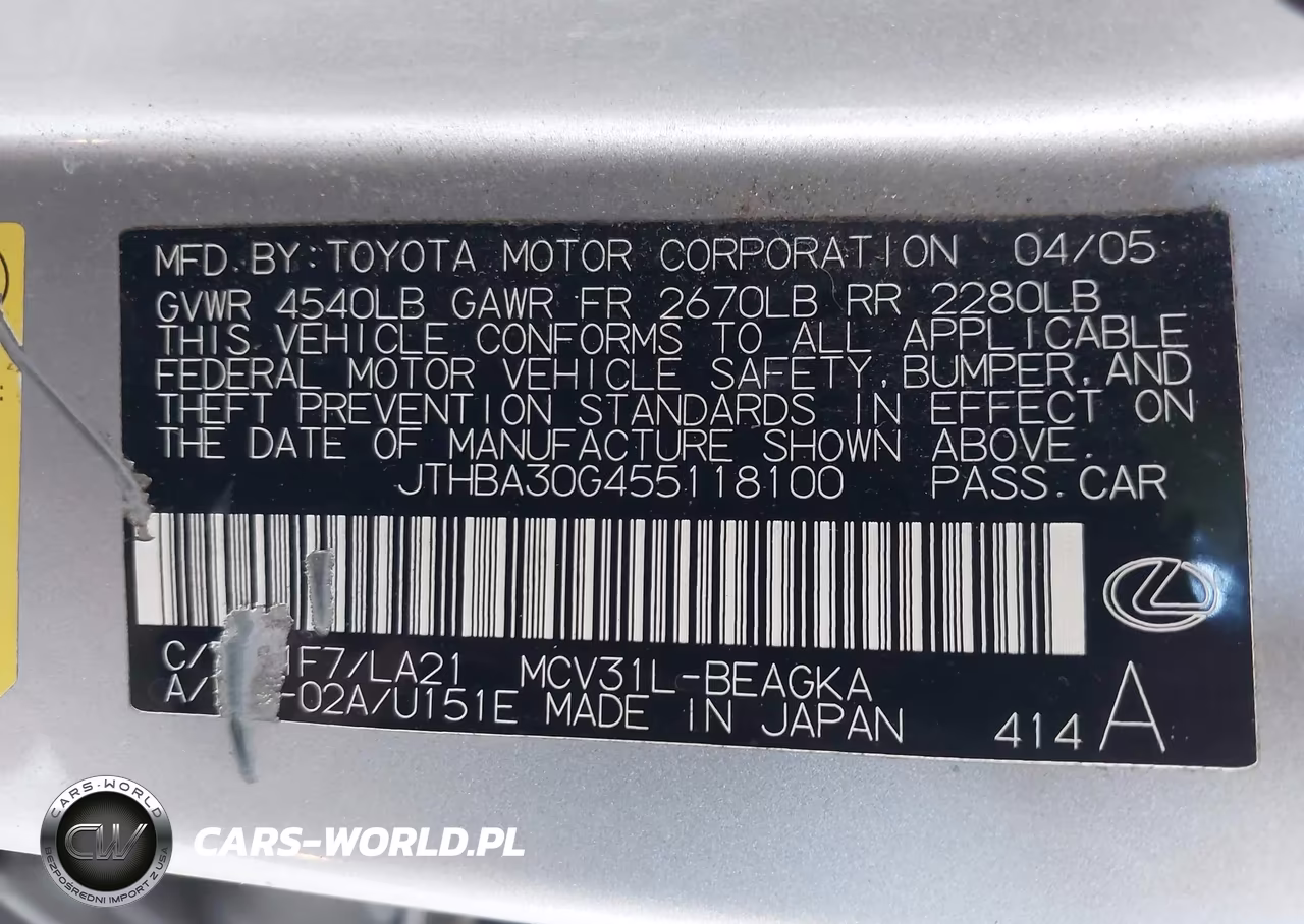 2005 Lexus Es 330 VIN:JTHBA30G455118100 - 9