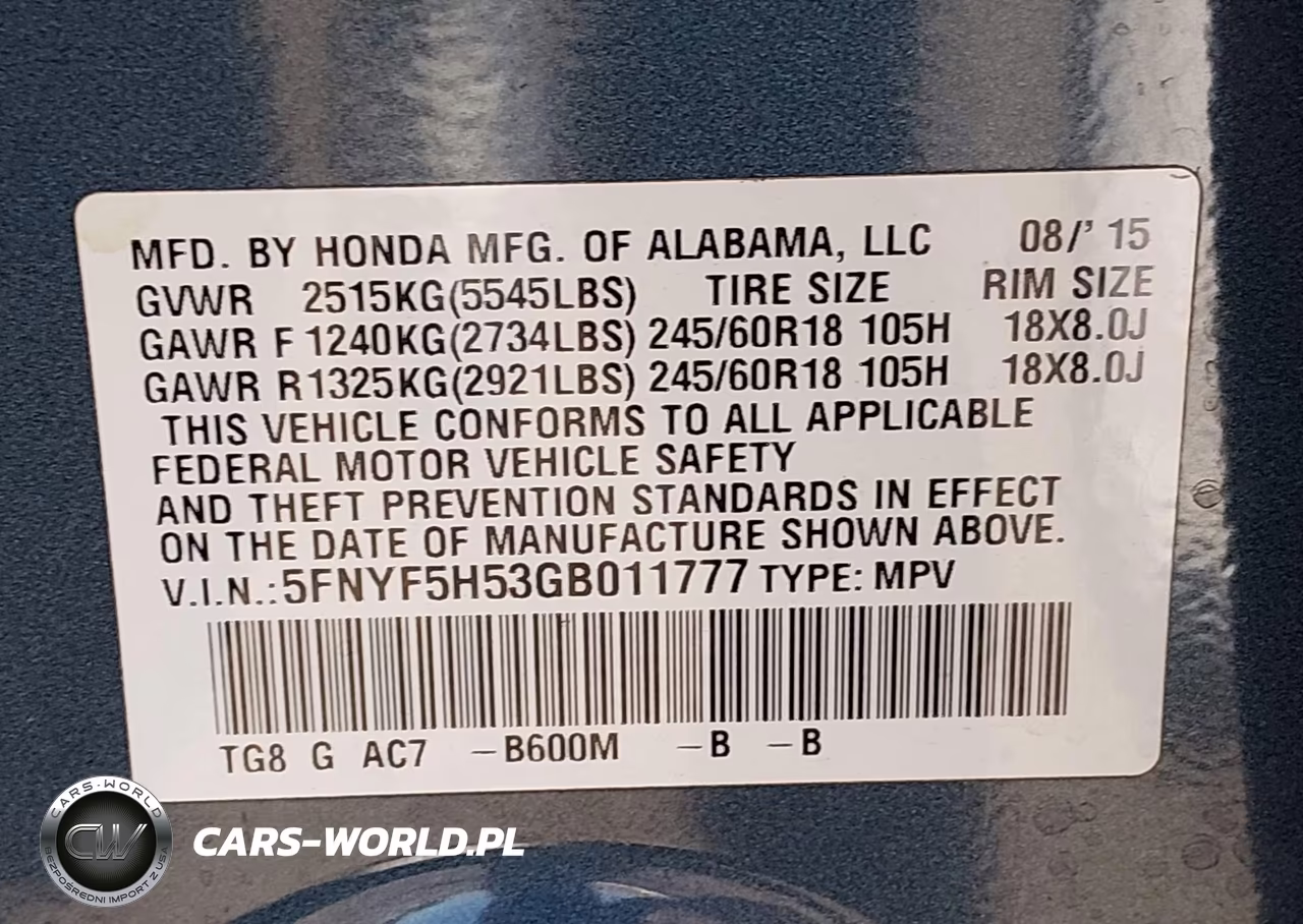 2016 Honda Pilot Ex-L VIN:5FNYF5H53GB011777 - 9