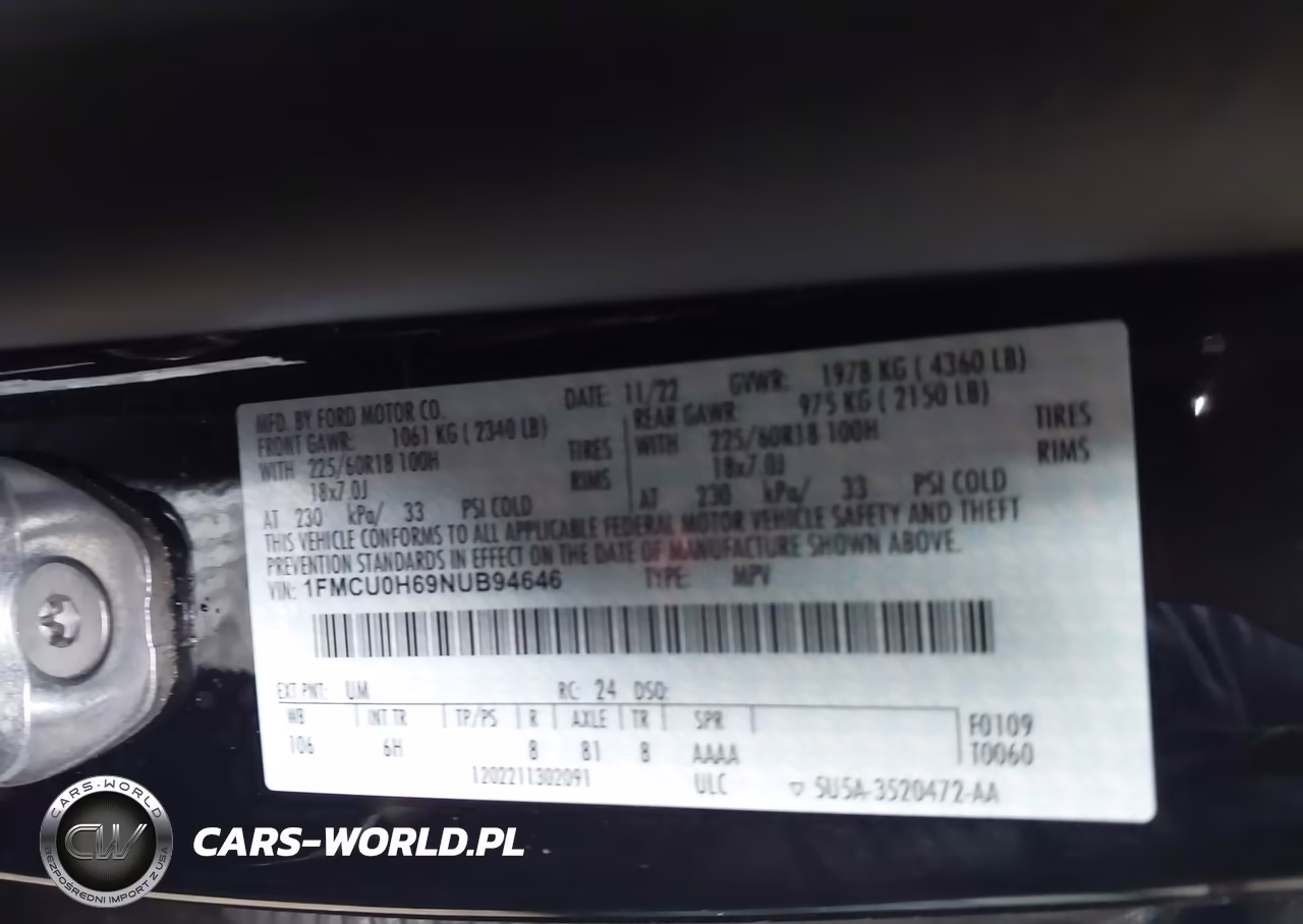 2022 Ford Escape Sel VIN:1FMCU0H69NUB94646 - 9