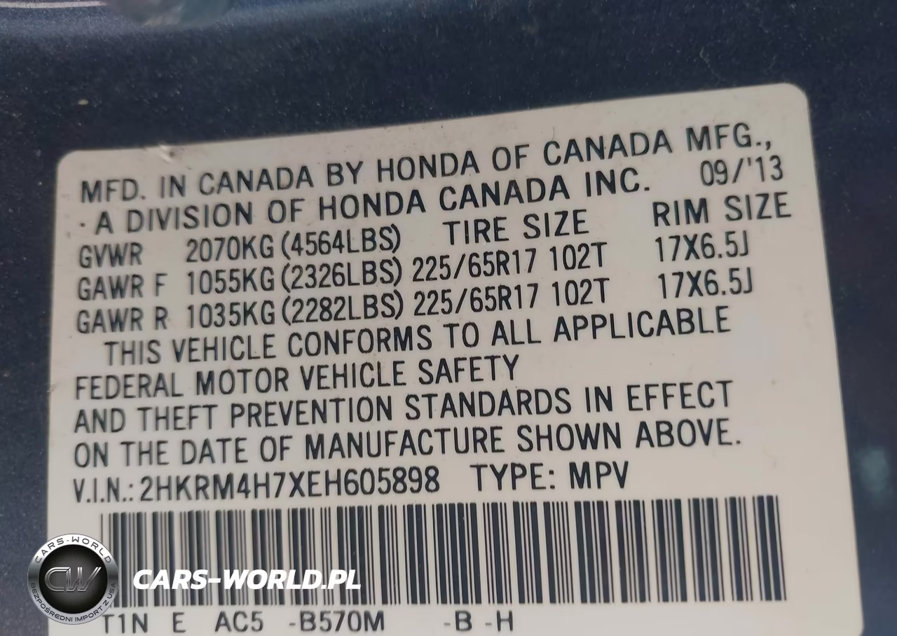 2014 Honda Cr-V Ex-L VIN:2HKRM4H7XEH605898 - 9