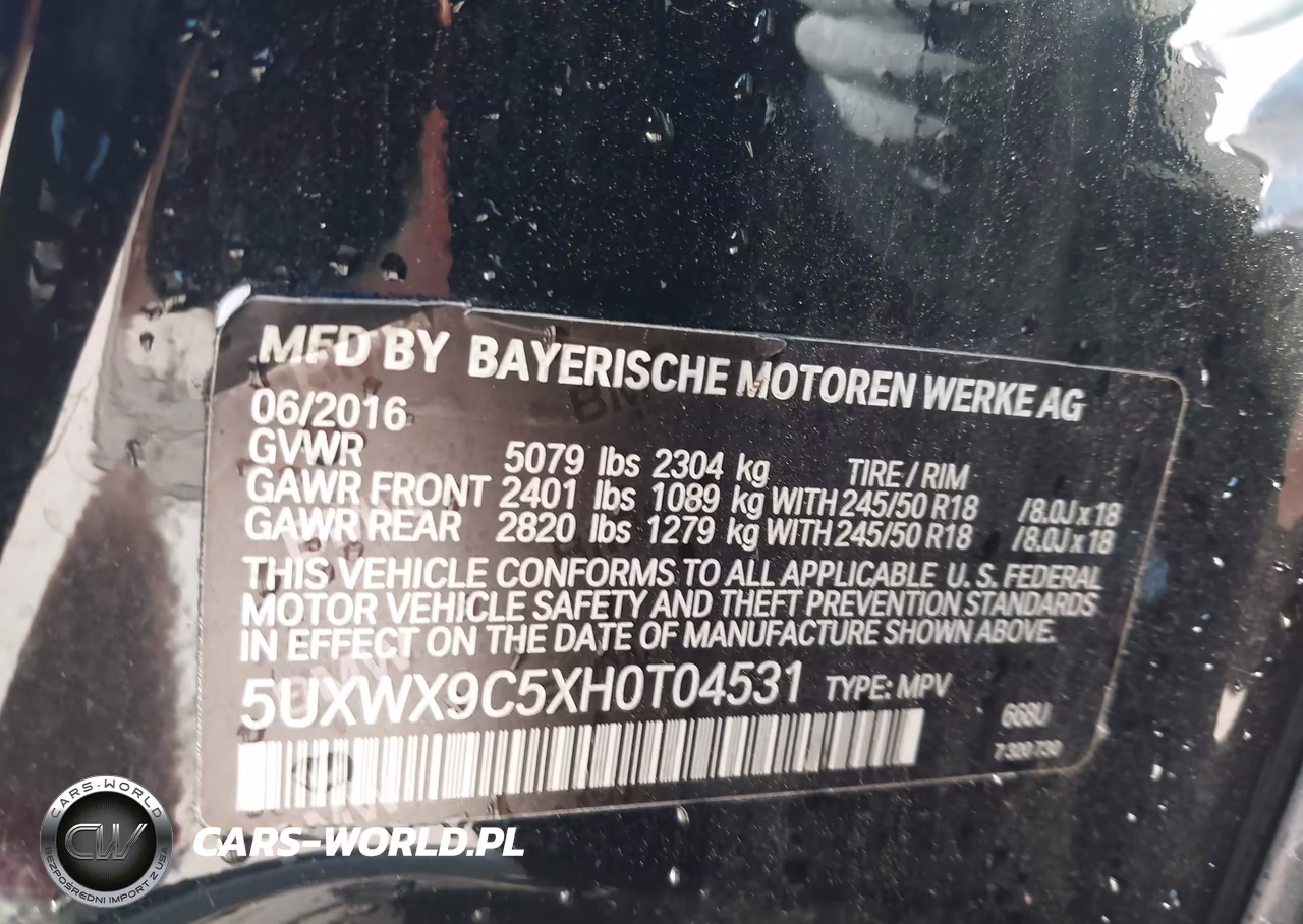 2017 BMW X3 xDrive28I VIN:5UXWX9C5XH0T04531 - 9