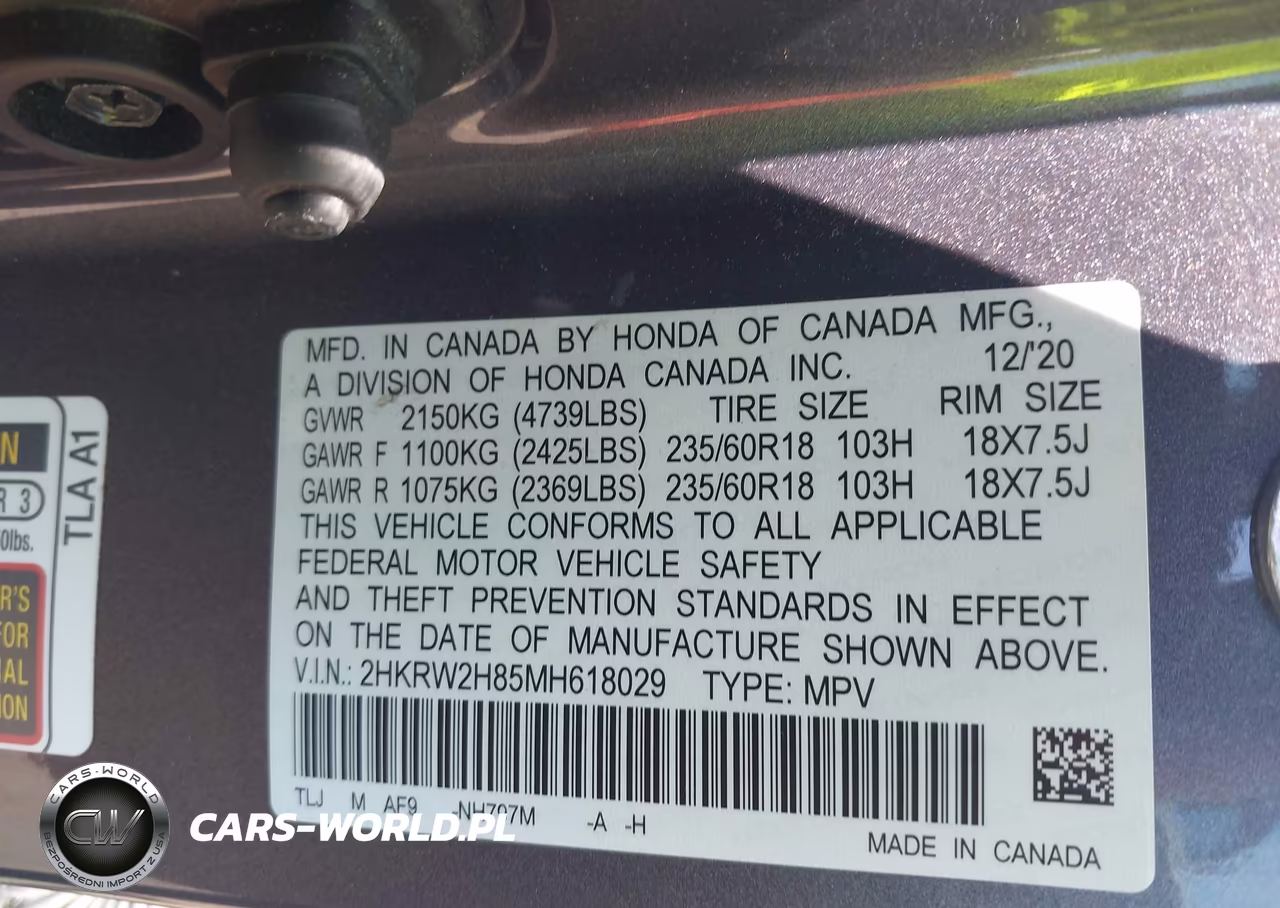 2021 Honda Cr-V Awd Ex-L VIN:2HKRW2H85MH618029 - 9