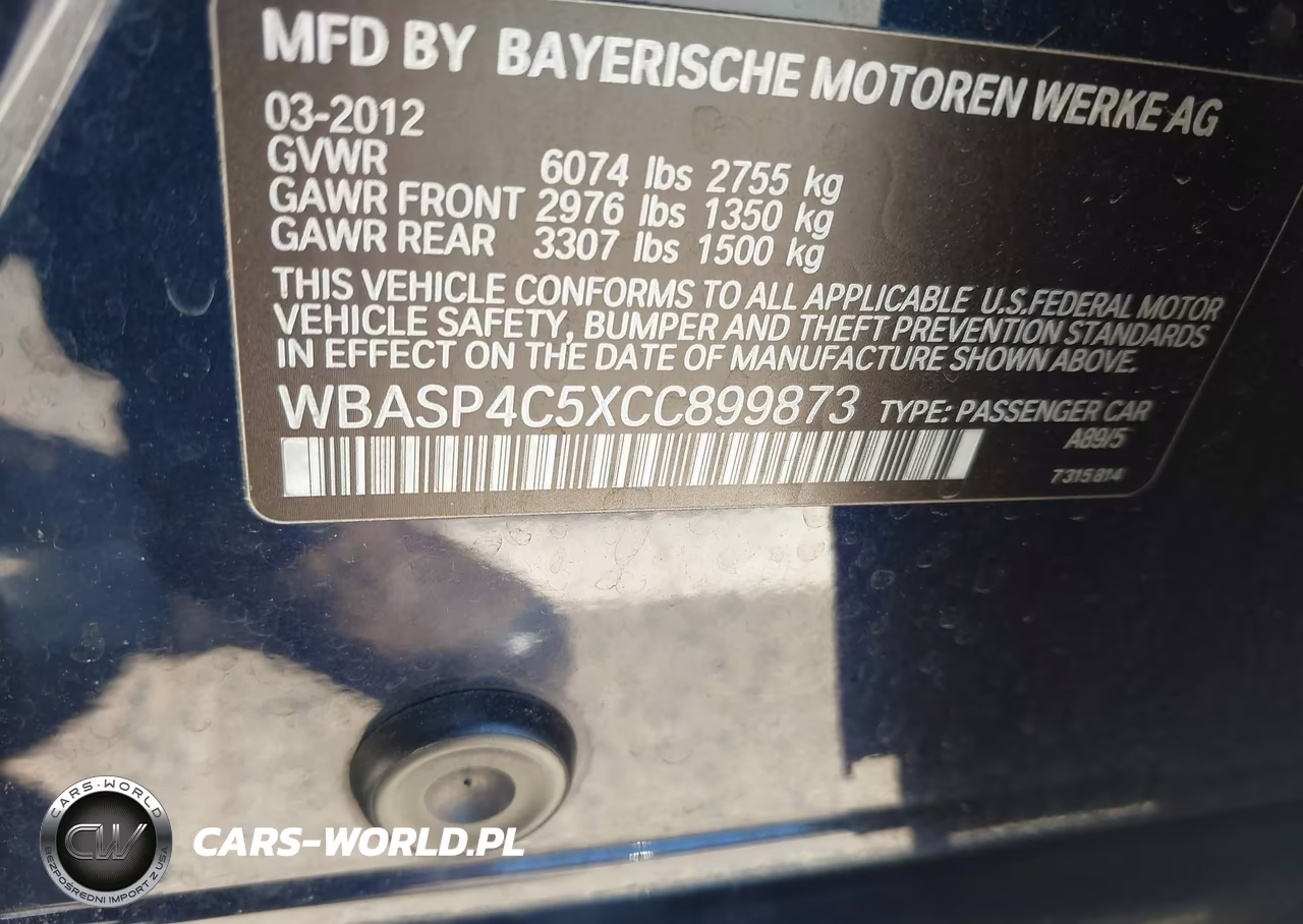 2012 BMW 550I Gran Turismo xDrive VIN:WBASP4C5XCC899873 - 9