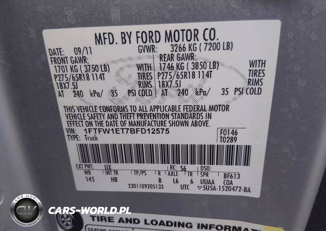2011 Ford F-150 Fx4-King Ranch-Lariat-Platinum-Xlt VIN:1FTFW1ET7BFD12575 - 9