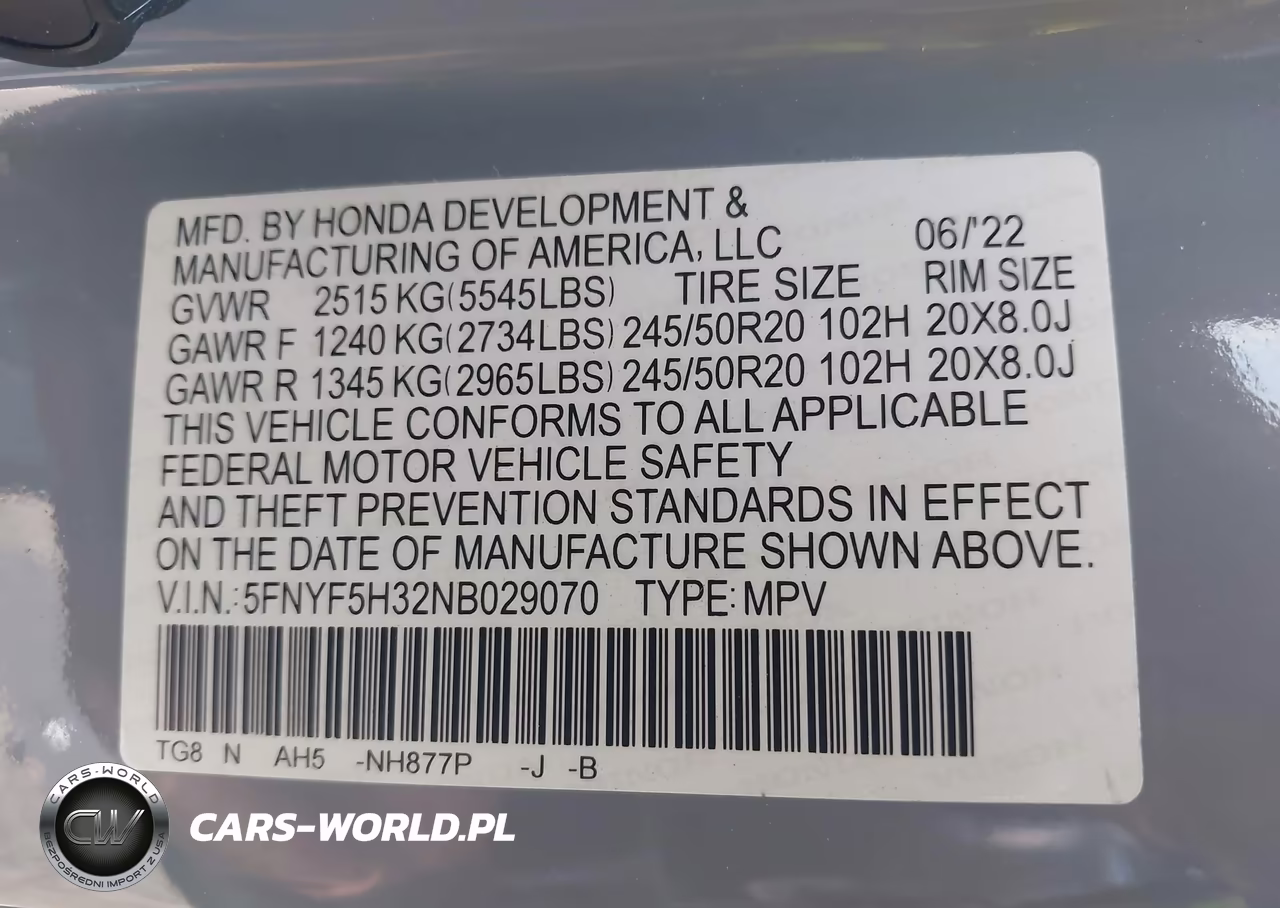 2022 Honda Pilot 2Wd Sport VIN:5FNYF5H32NB029070 - 9