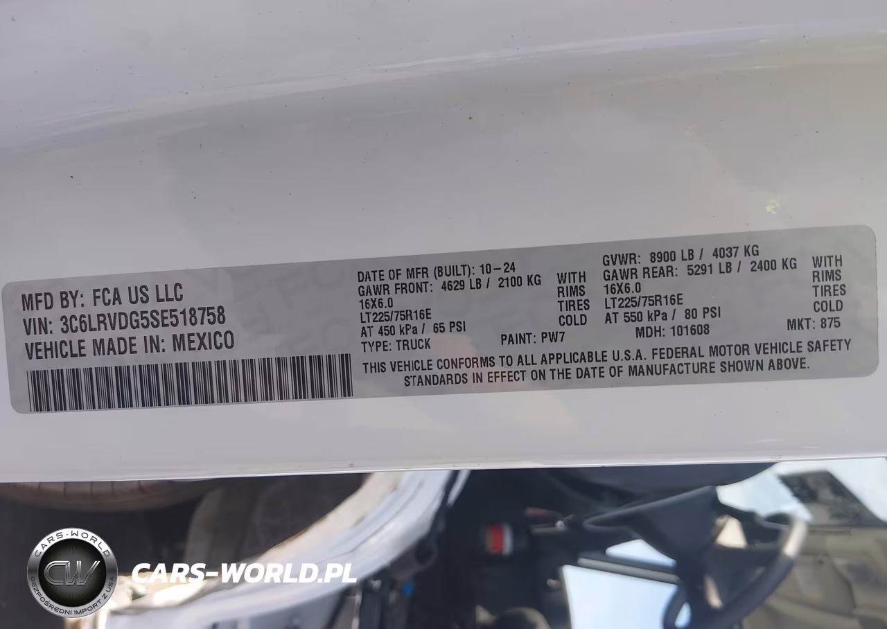 2025 Ram Promaster 2500 Tradesman High Roof 159 Wb W-Pass Seat VIN:3C6LRVDG5SE518758 - 9