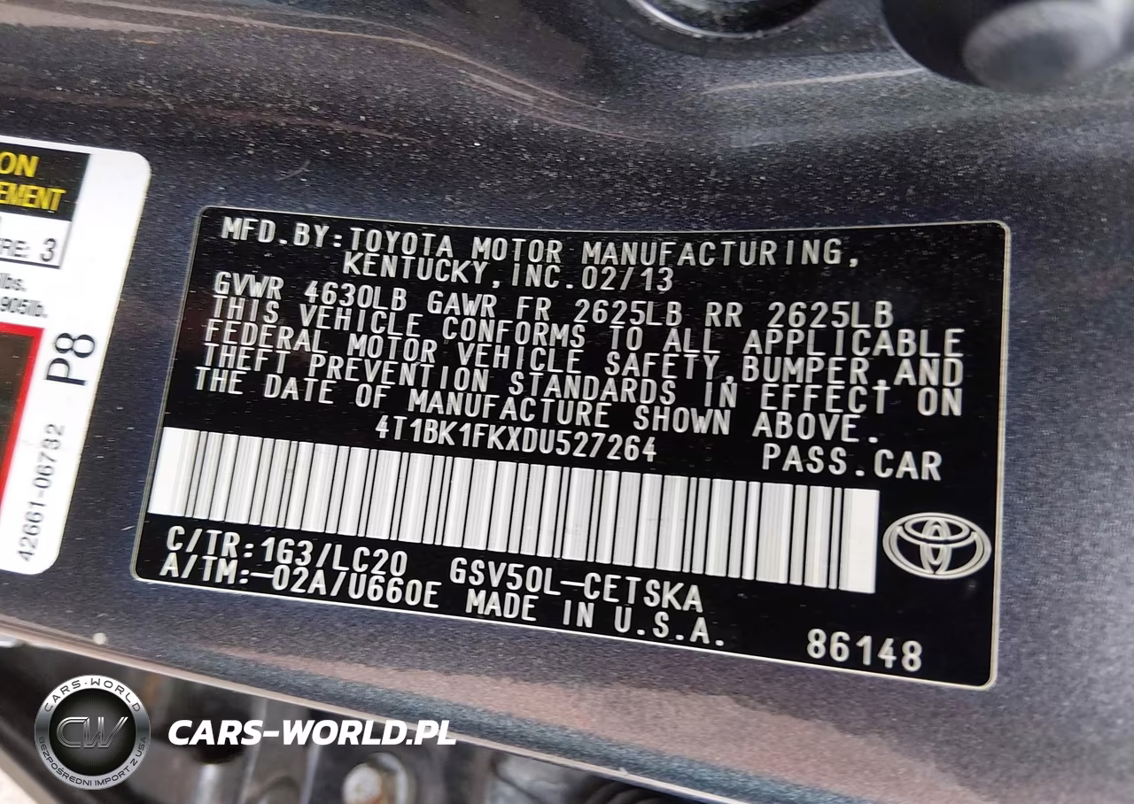 2013 Toyota Camry Se V6 VIN:4T1BK1FKXDU527264 - 9