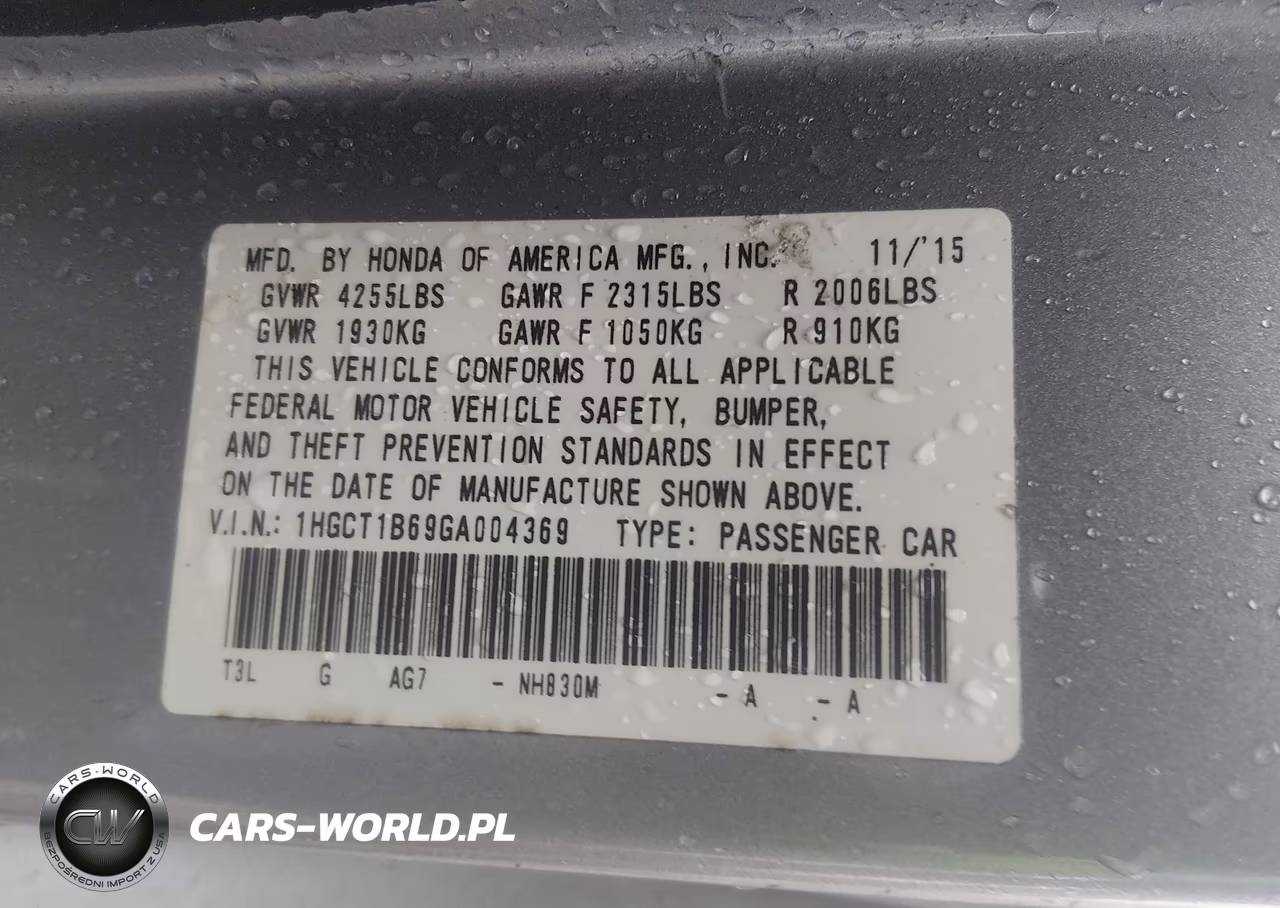 2016 Honda Accord Ex-L VIN:1HGCT1B69GA004369 - 9