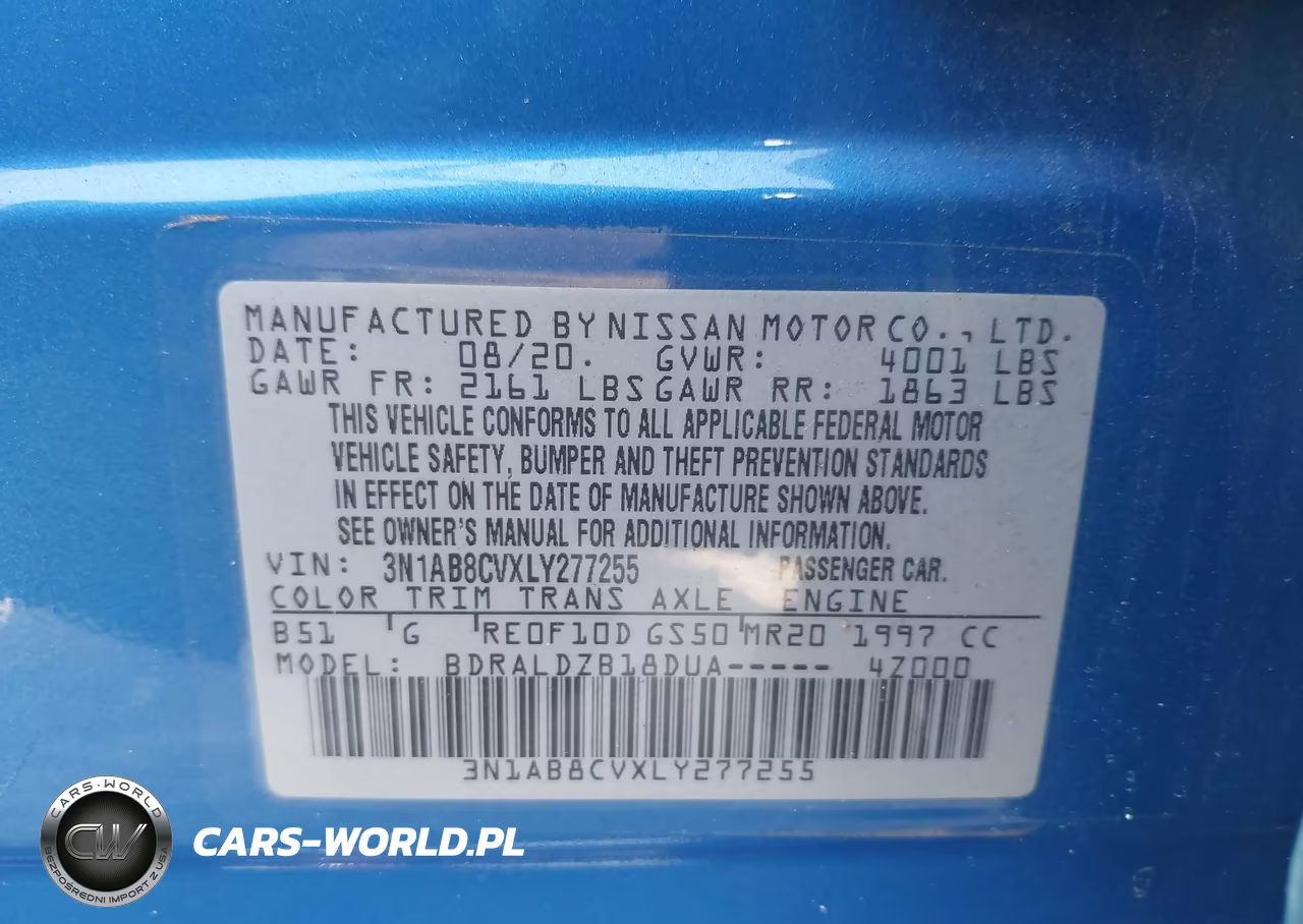 2020 Nissan Sentra Sv Xtronic Cvt VIN:3N1AB8CVXLY277255 - 9
